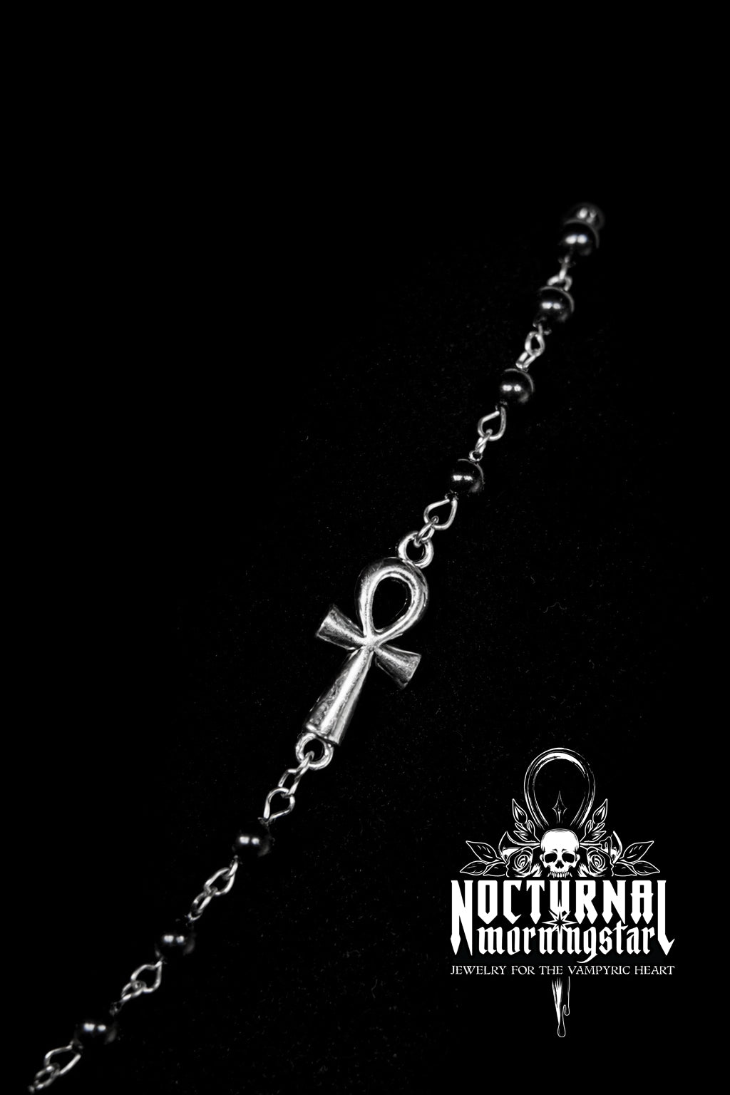 Acrylic Bat Rosary With Vampyre Ankh