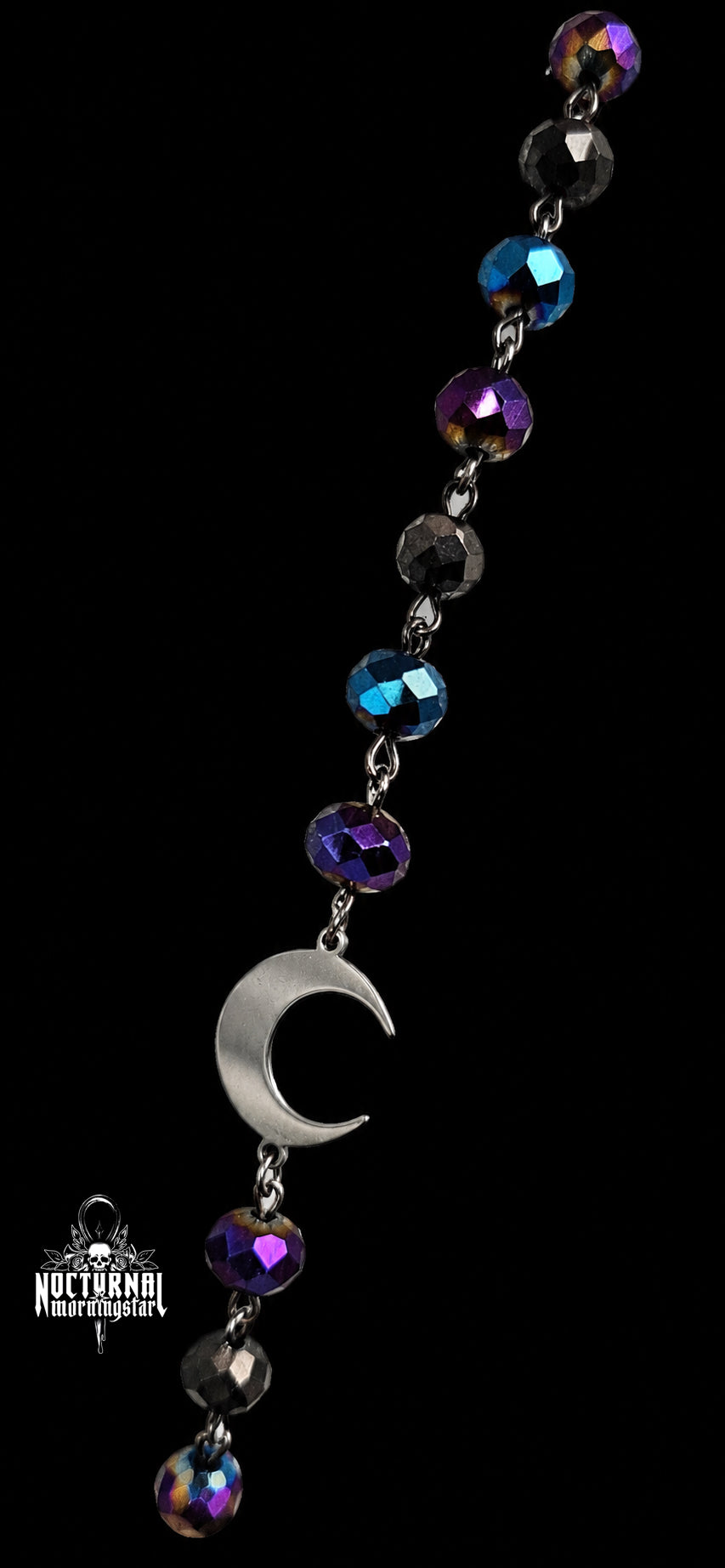 Bat Pride Rosary with Triple Moon Rainbow Cameo