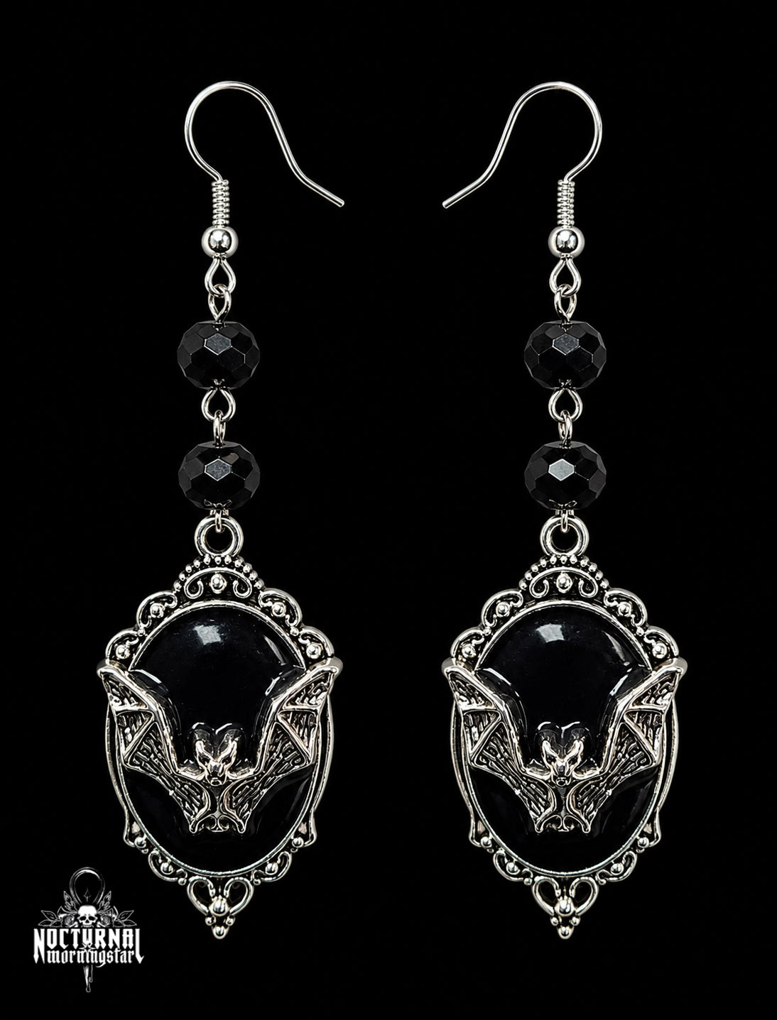 Bat Cameo Earrings