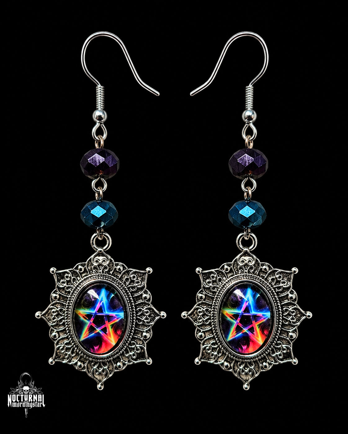 Rainbow Pentacle Earrings