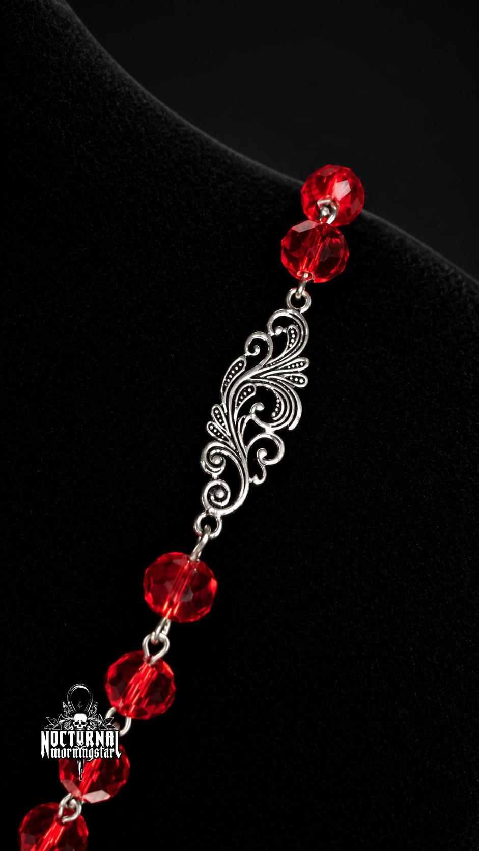 Triple Moon Pentacle Tree of Life Rosary (Red)