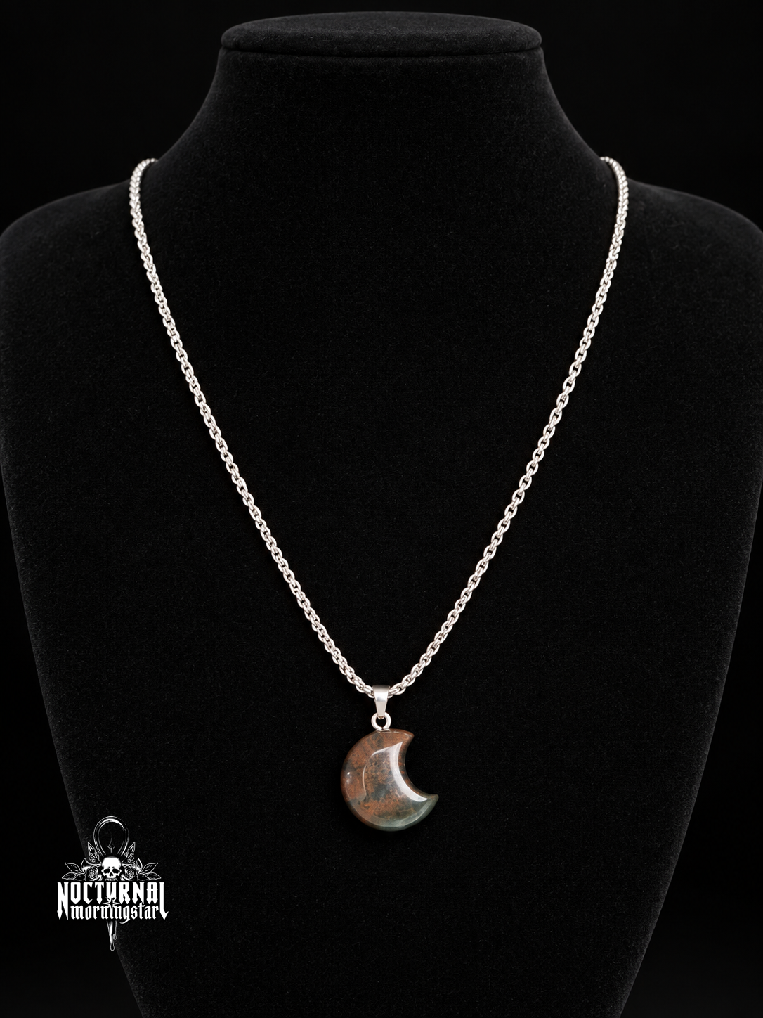 Moss Agate Moon Necklace