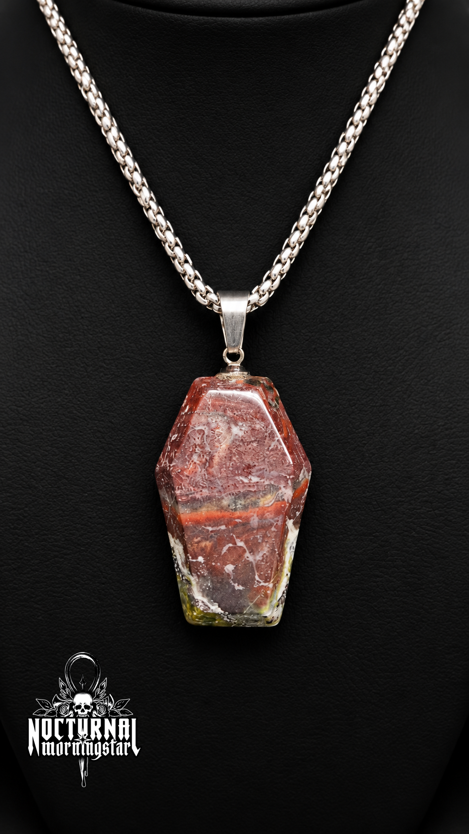 Moss Agate Coffin Necklace