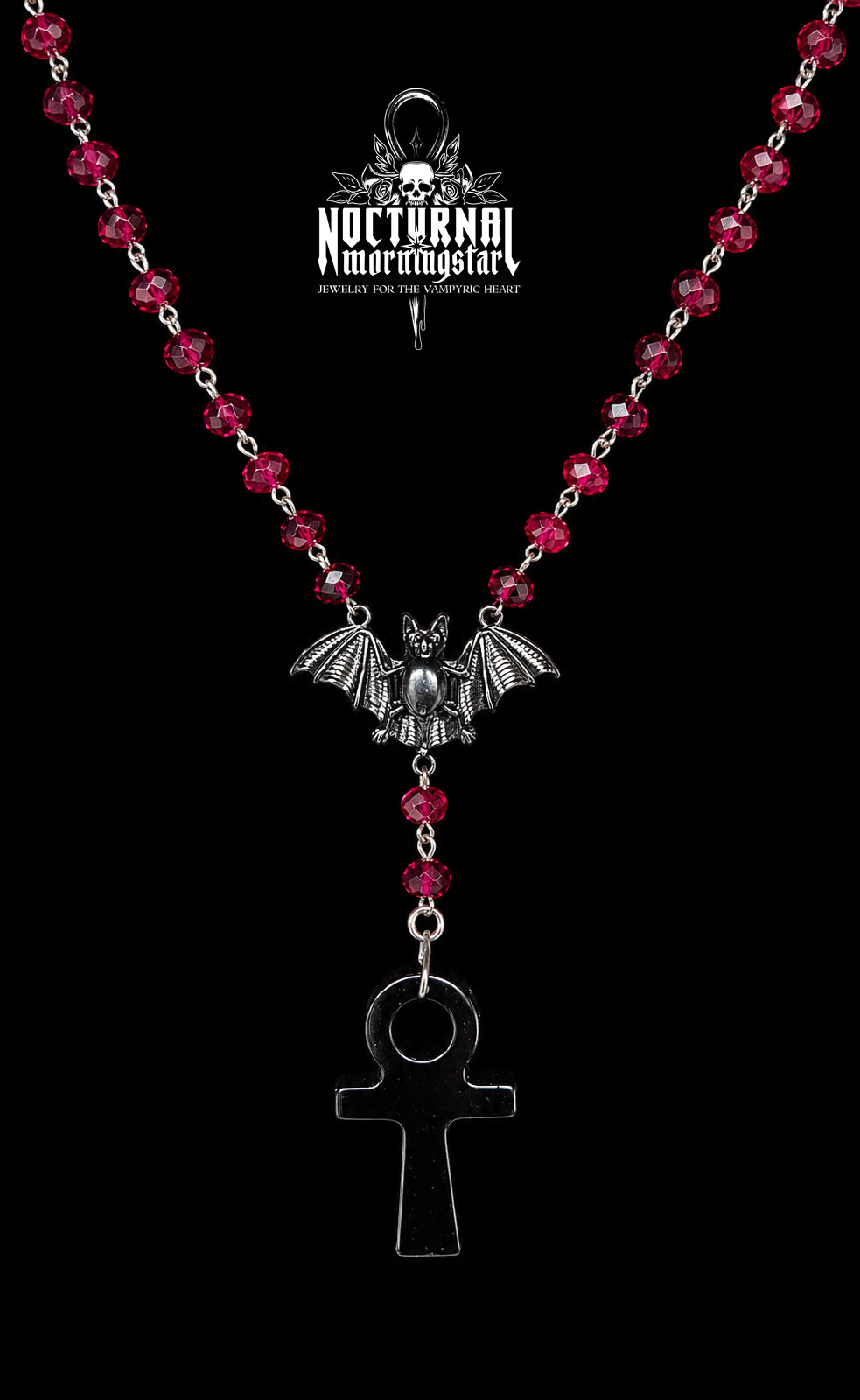 Obsidian Ankh Rosary