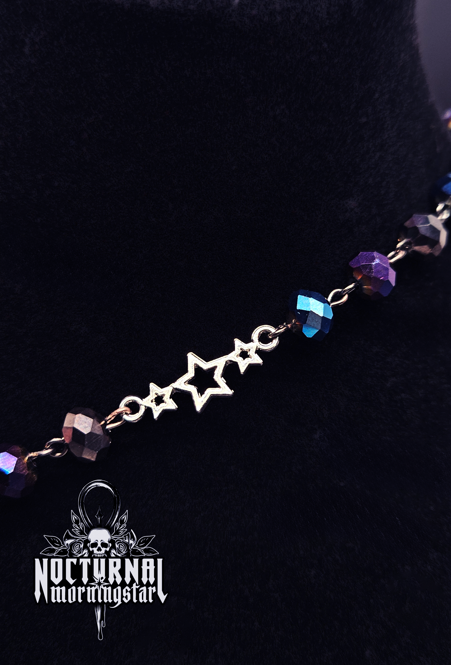 Pride Agate Moon & Bat Rosary