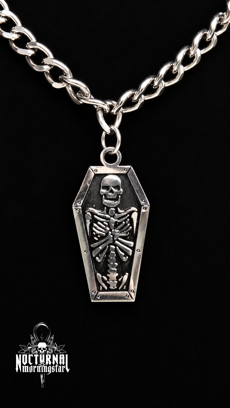 Skeleton Coffin Rolo Chain Necklace