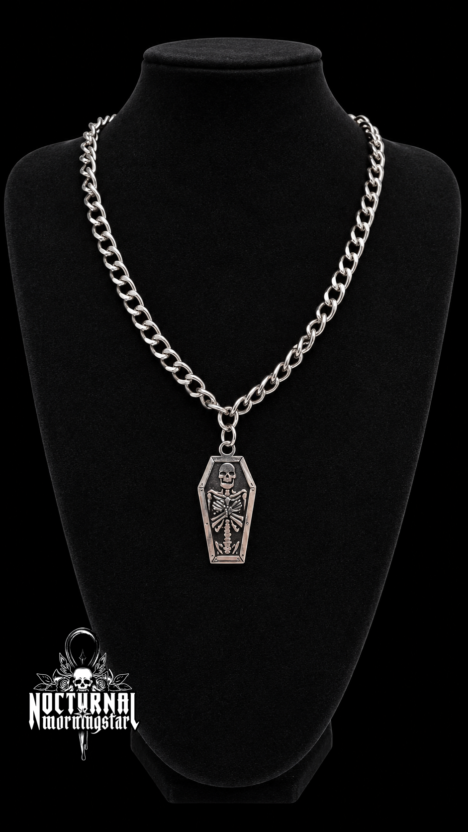Skeleton Coffin Rolo Chain Necklace