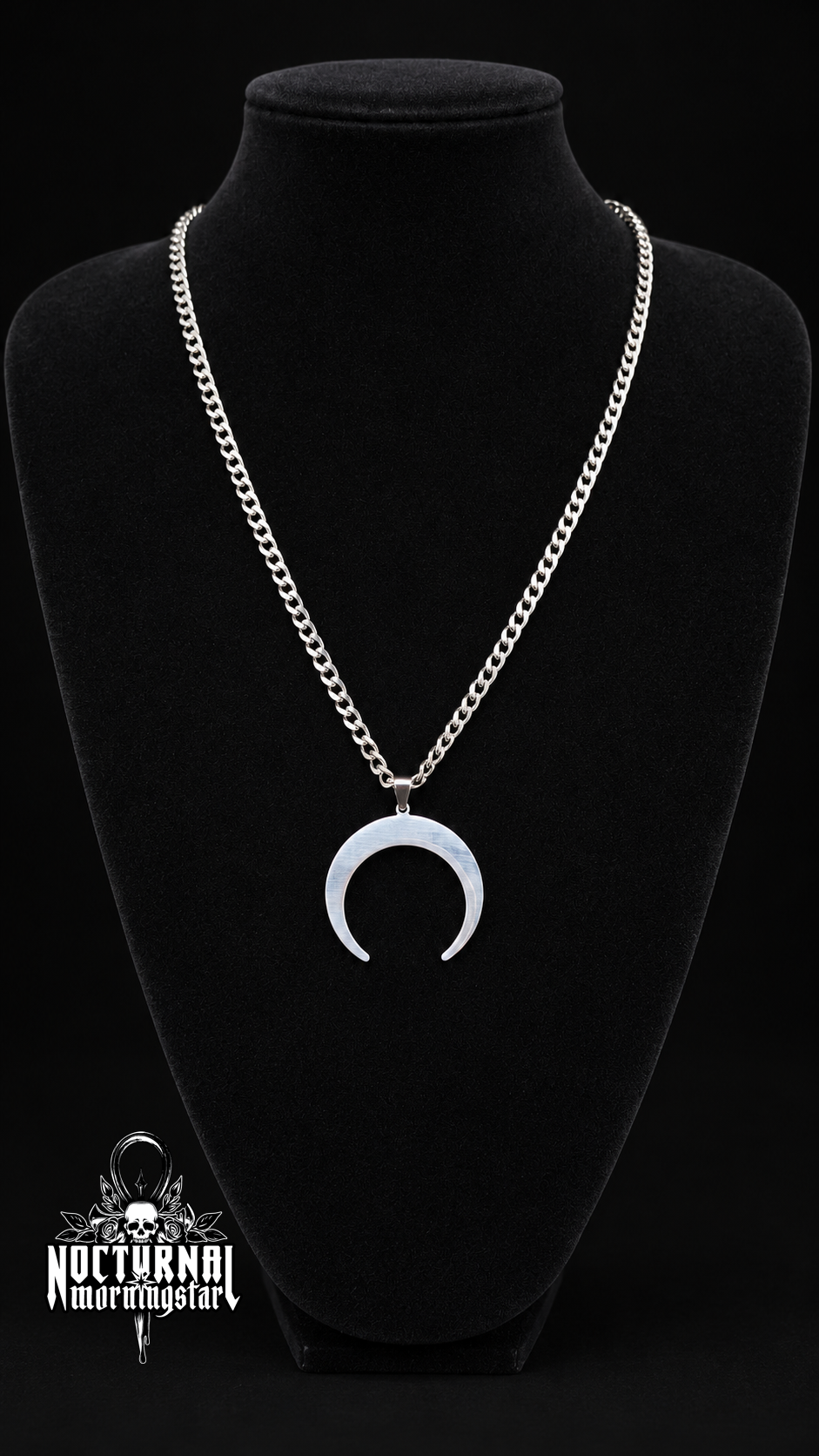 Crescent Moon Box Chain Necklace