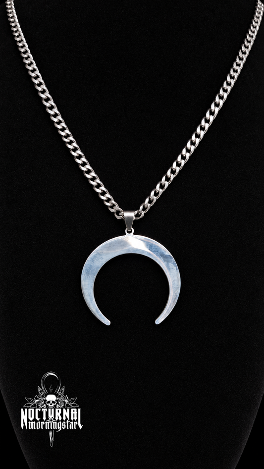 Crescent Moon Box Chain Necklace
