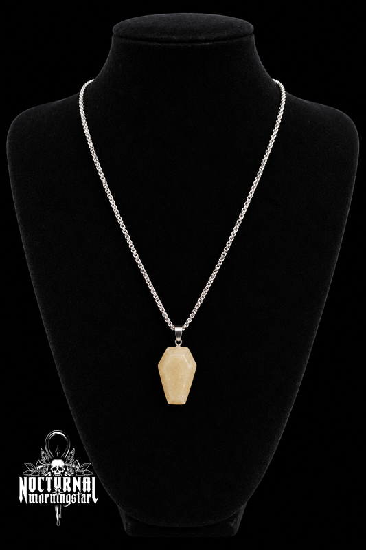 Yellow Calcite Coffin Box Chain Necklace