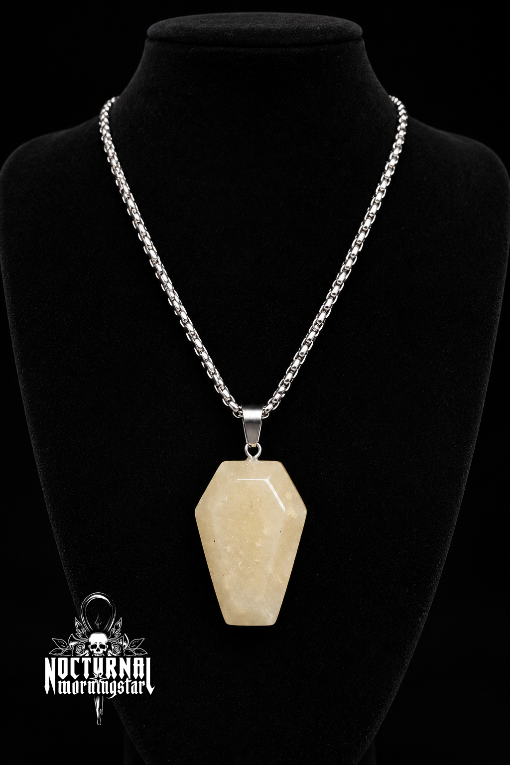 Yellow Calcite Coffin Box Chain Necklace