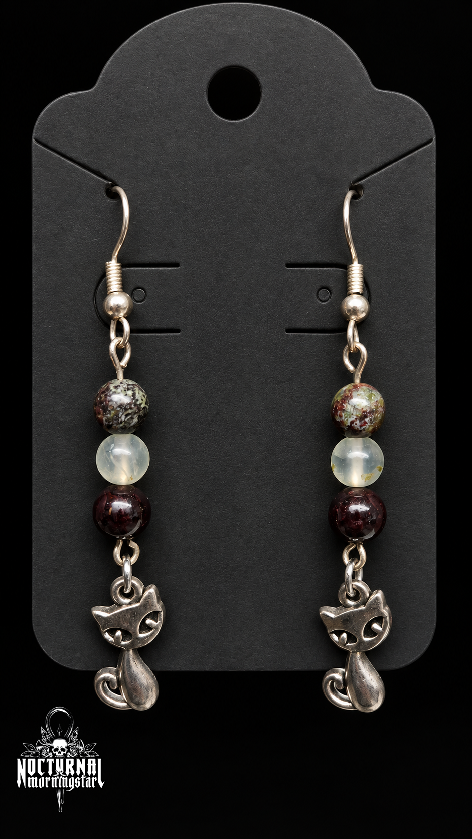 Cat & Gemstone Earrings