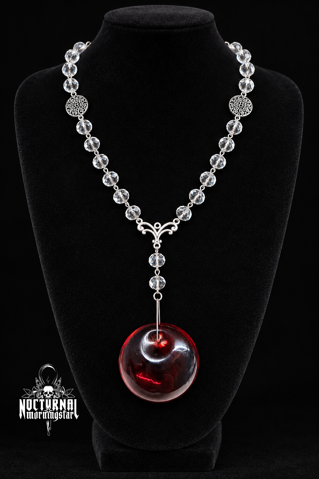 Blood Amber Rosary Necklace