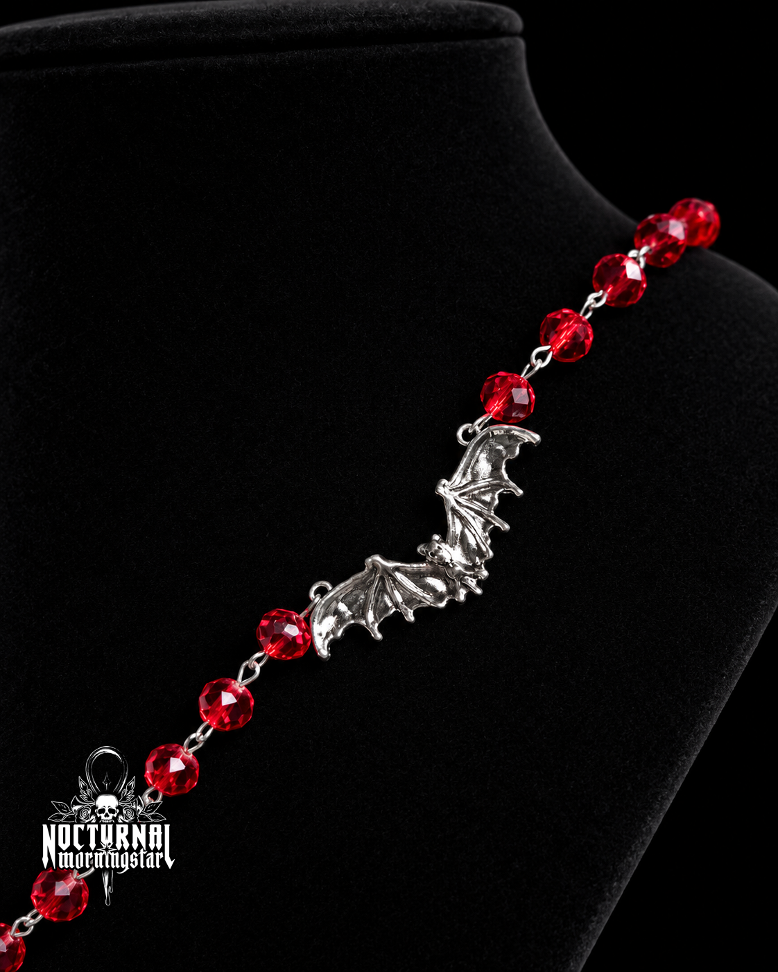 Bat Rosary With Bat Cameo Pendant