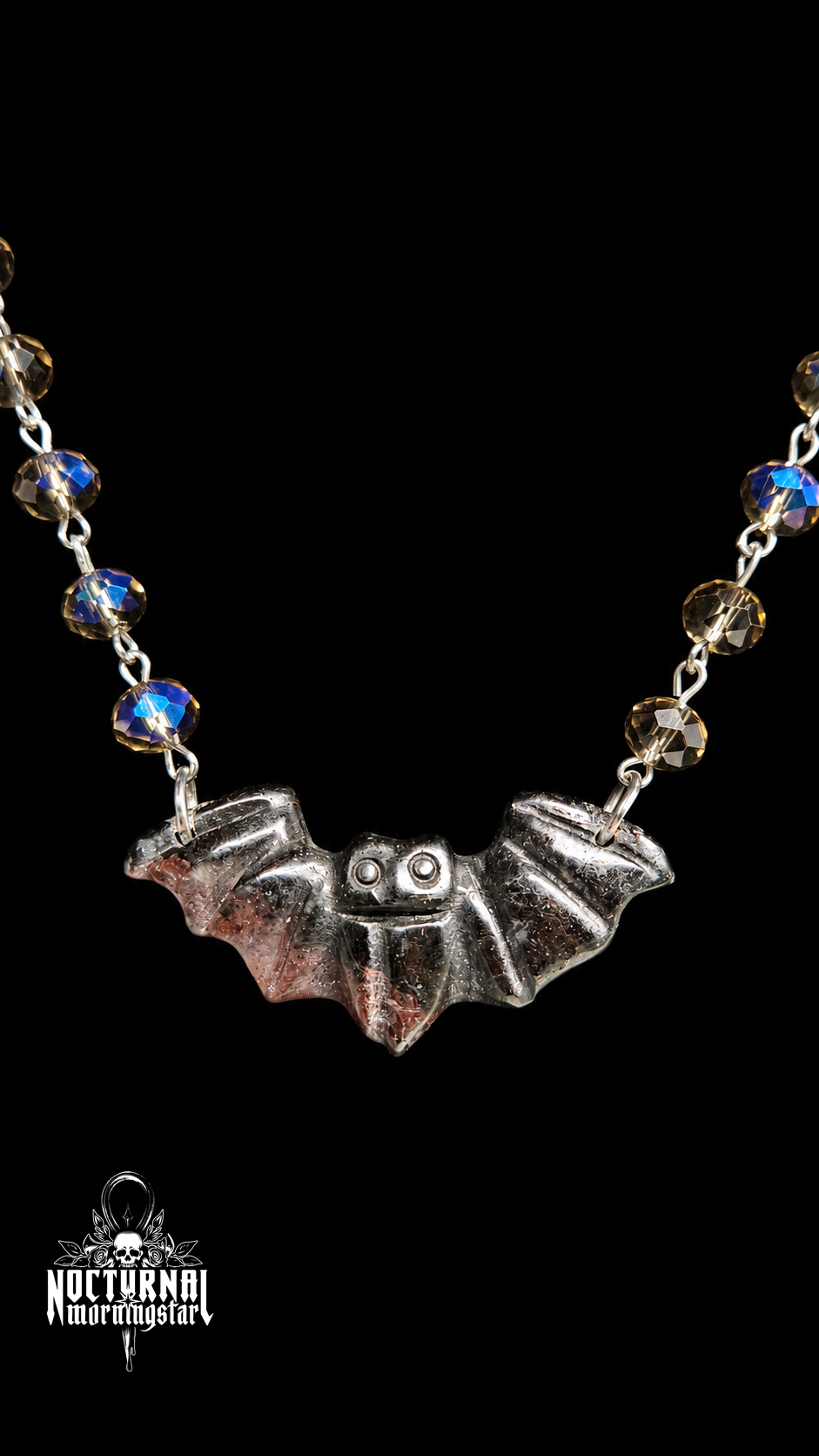 Garnet Bat Rosary with Labradorite
