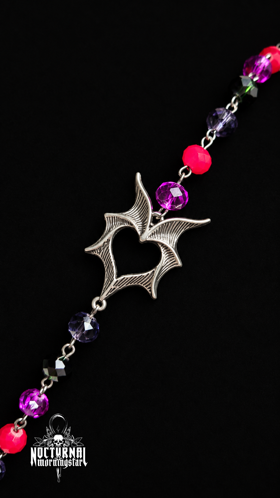 Bat Rosary With Bat Cameo Pendant
