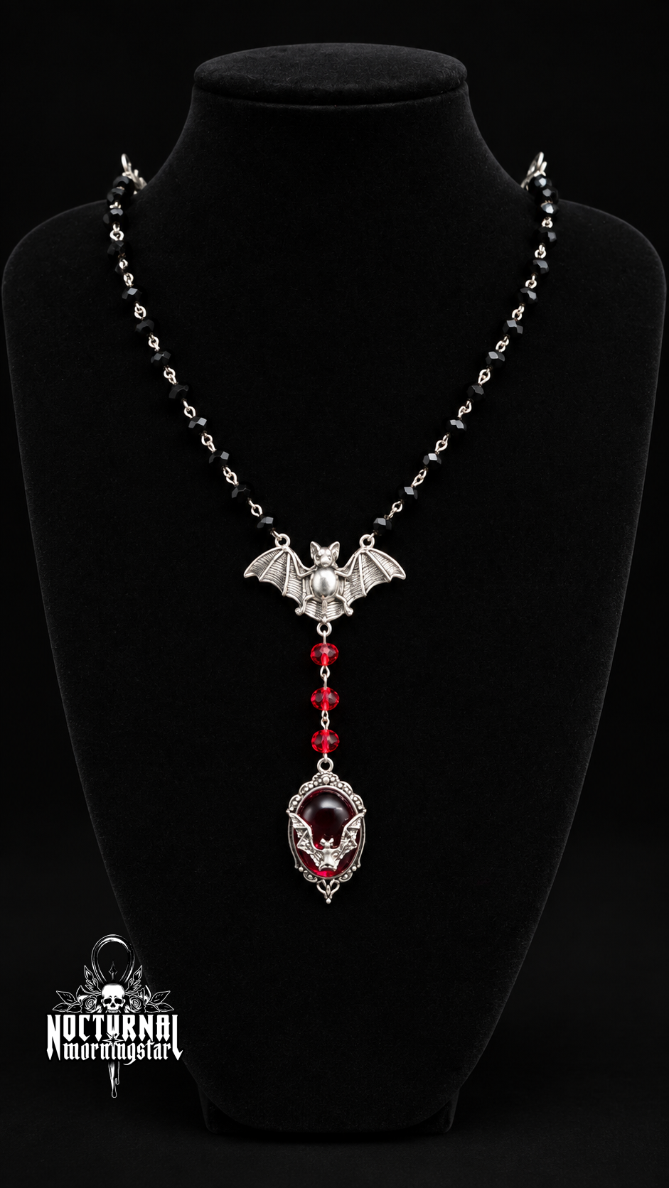 Bat Rosary With Bat Cameo Pendant