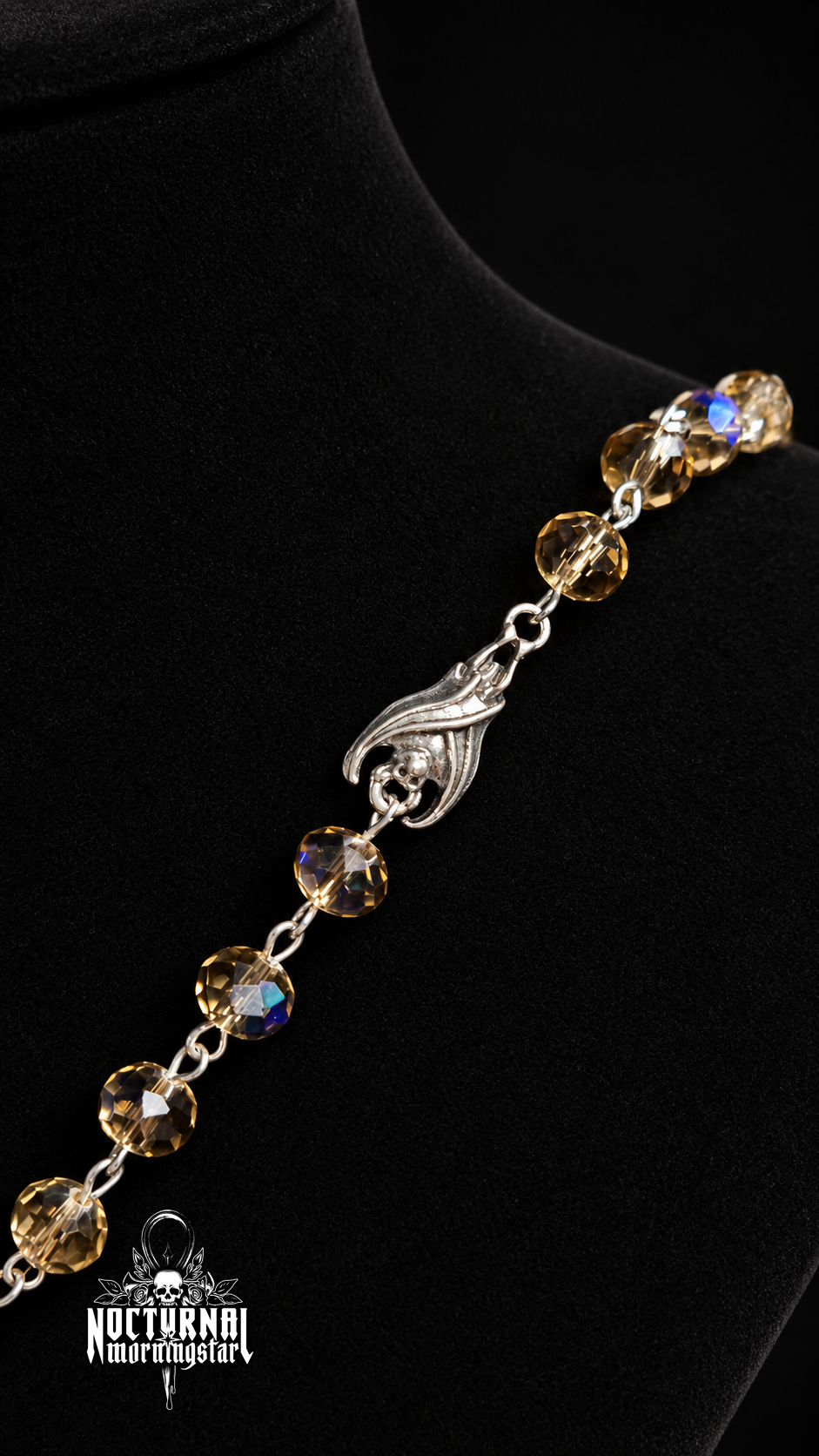 Garnet Bat Rosary with Labradorite