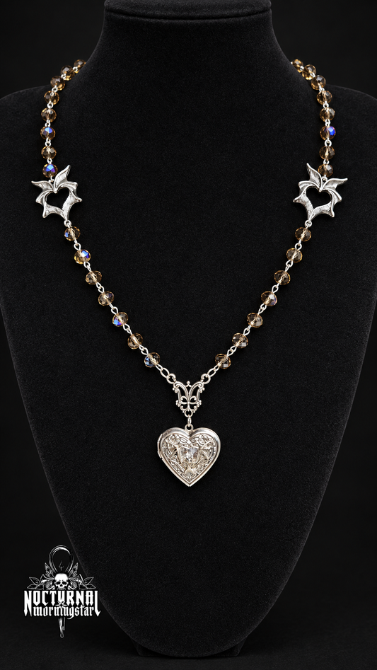 Bat Cameo Pendant Rosary Necklace