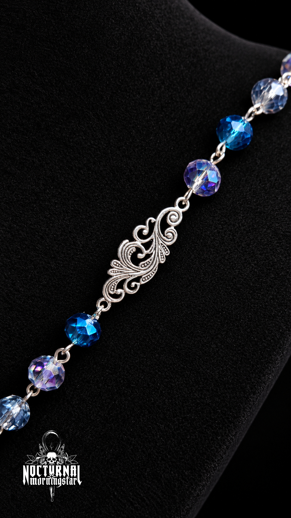 Starry Night Black Cat Cameo Rosary