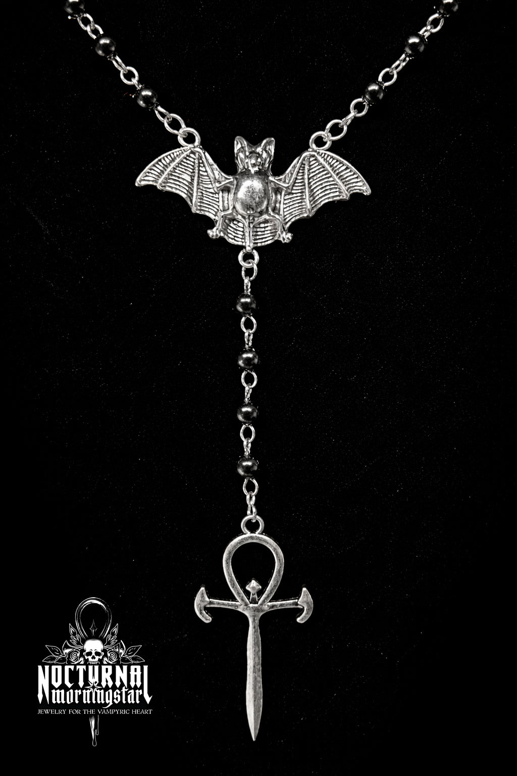Acrylic Bat Rosary With Vampyre Ankh