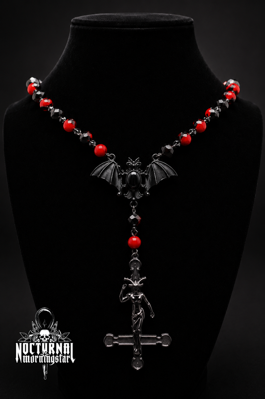 Baphomet Cross "Black Bat" Rosary
