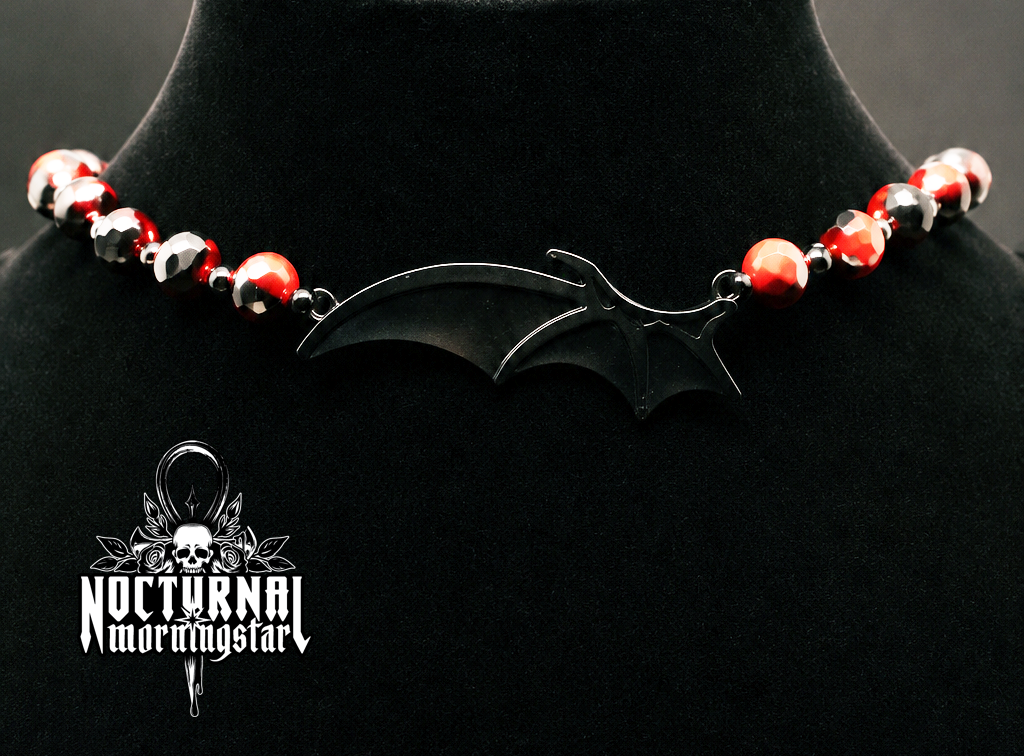 Baphomet Cross "Black Bat" Rosary