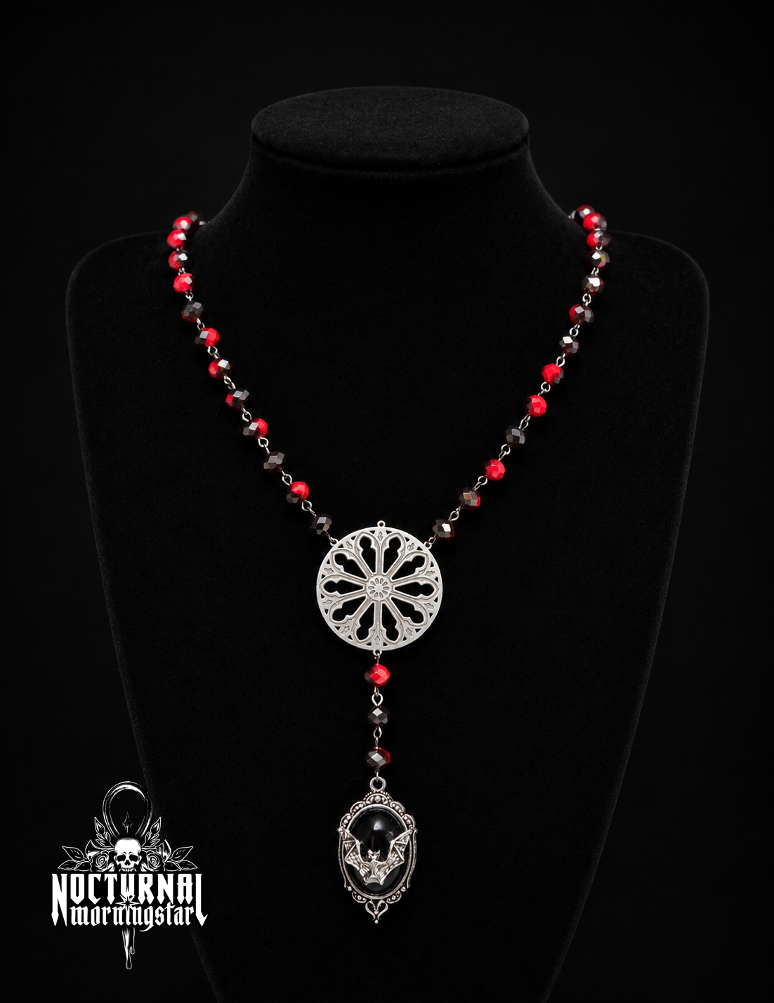 Bat Cameo with Gothic Cathedral Window Rosary