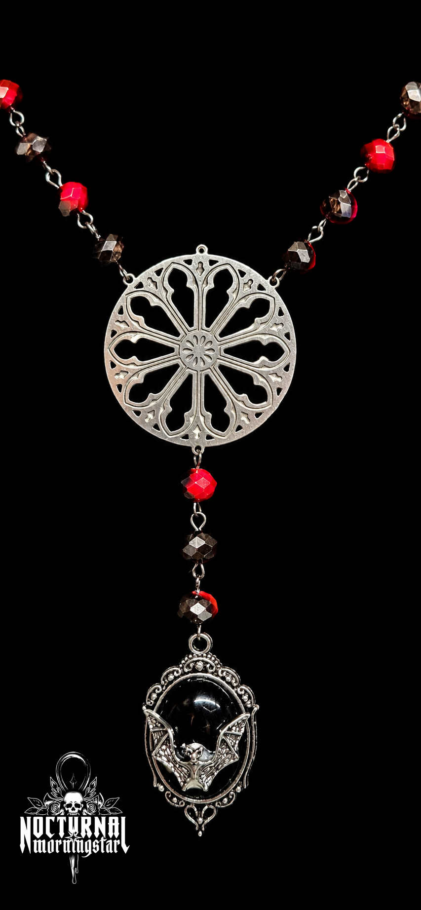 Bat Cameo with Gothic Cathedral Window Rosary