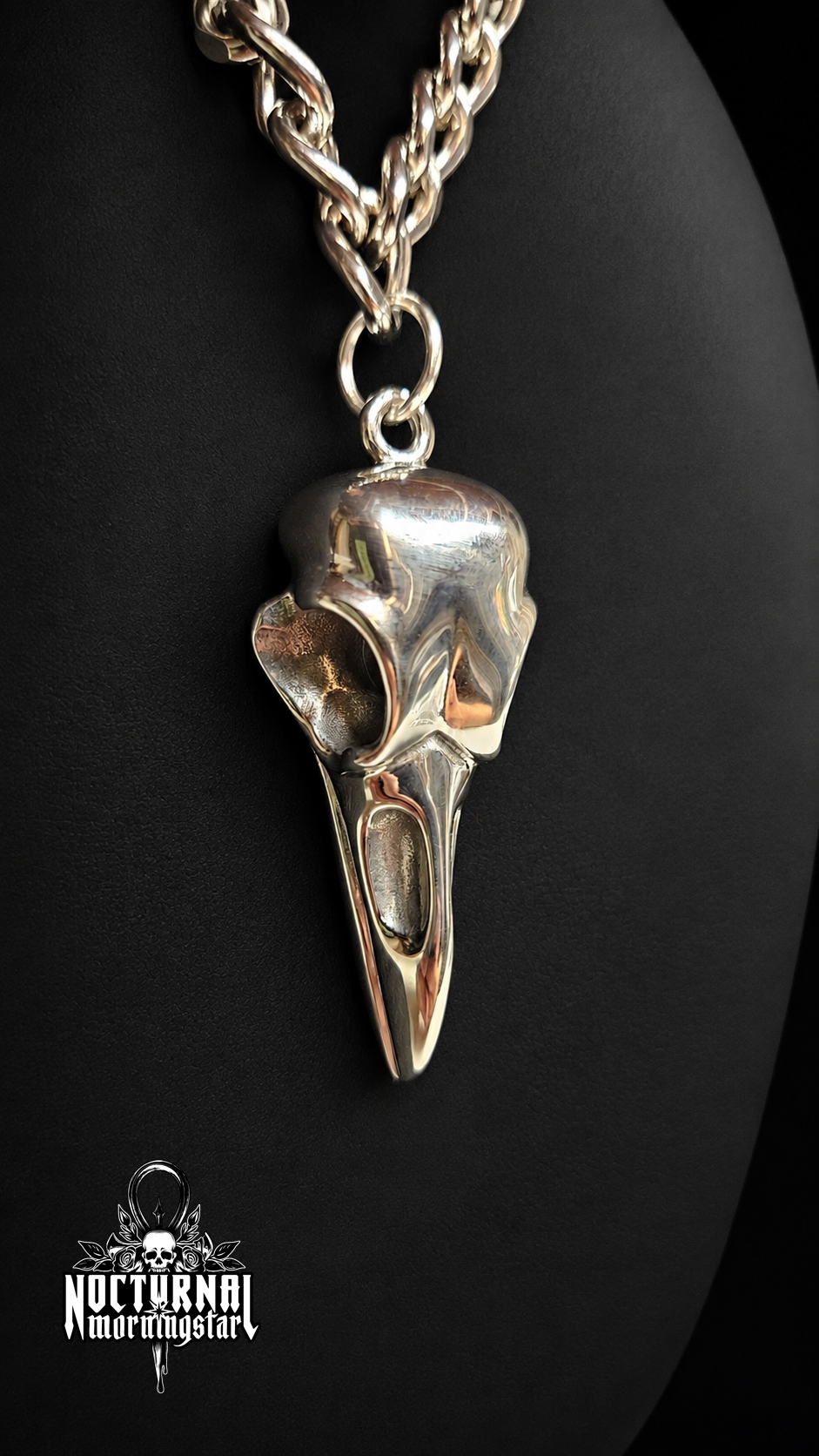Raven Skull Rolo Chain Necklace