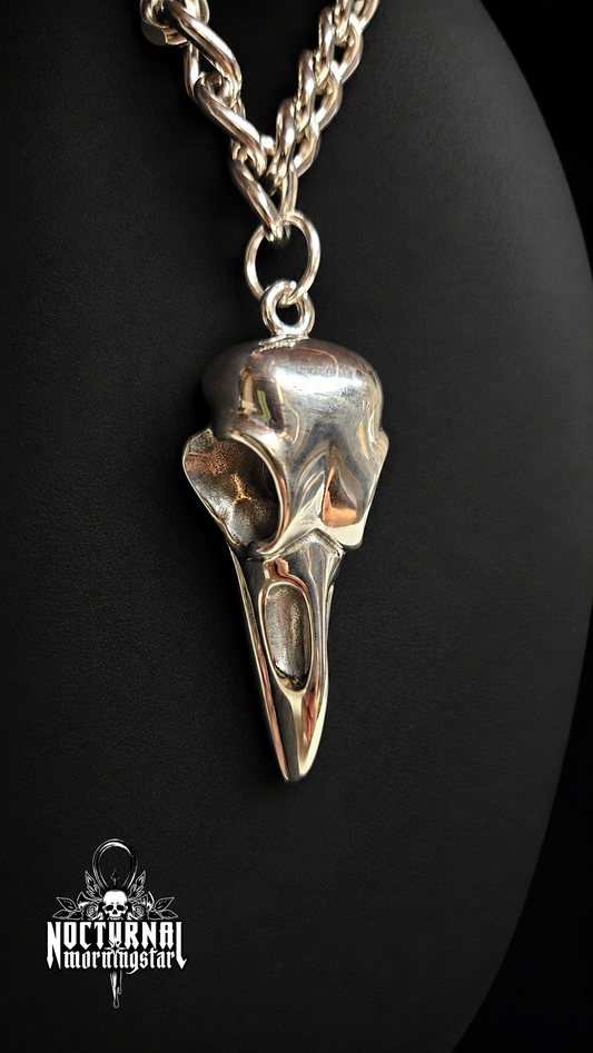 Raven Skull Rolo Chain Necklace
