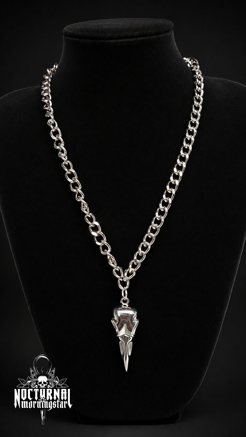 Raven Skull Rolo Chain Necklace