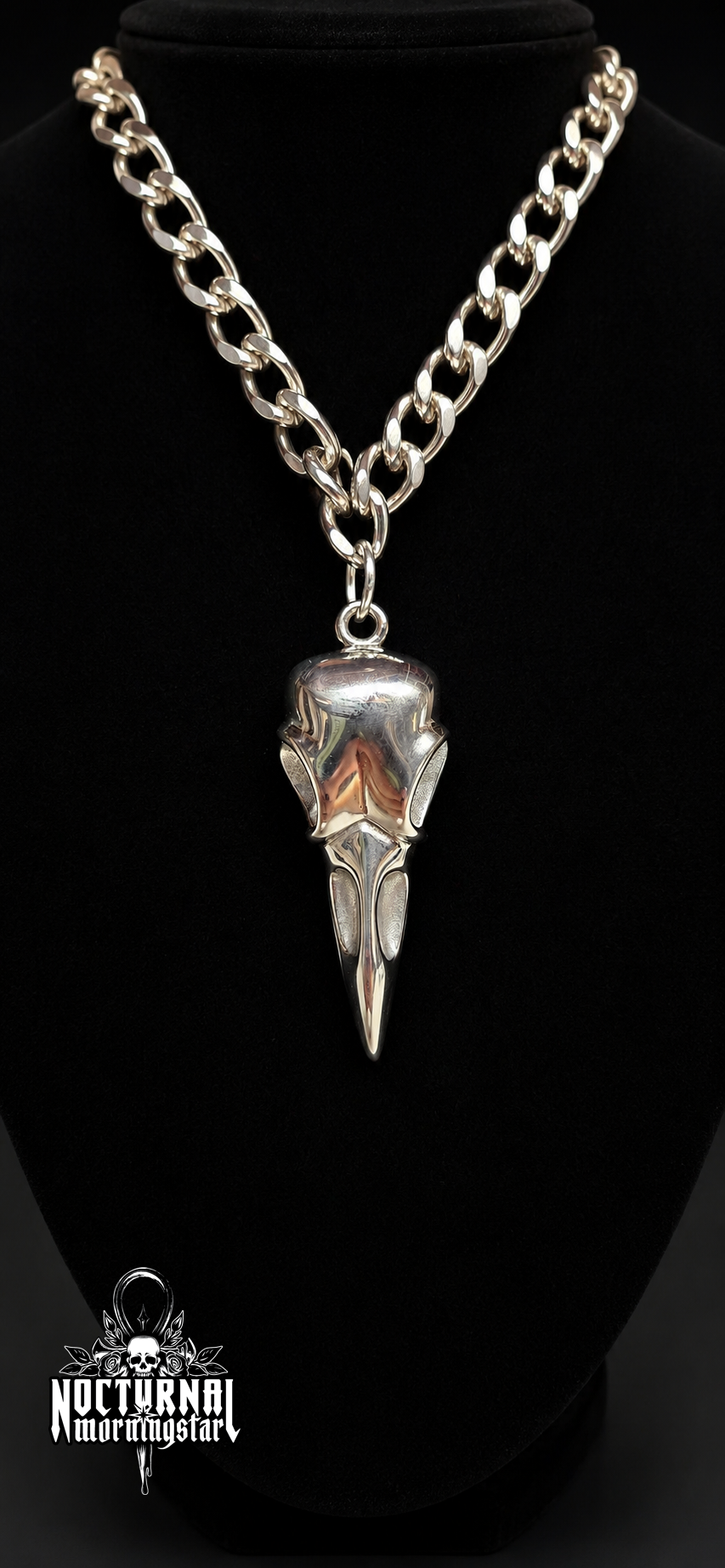 Raven Skull Rolo Chain Necklace