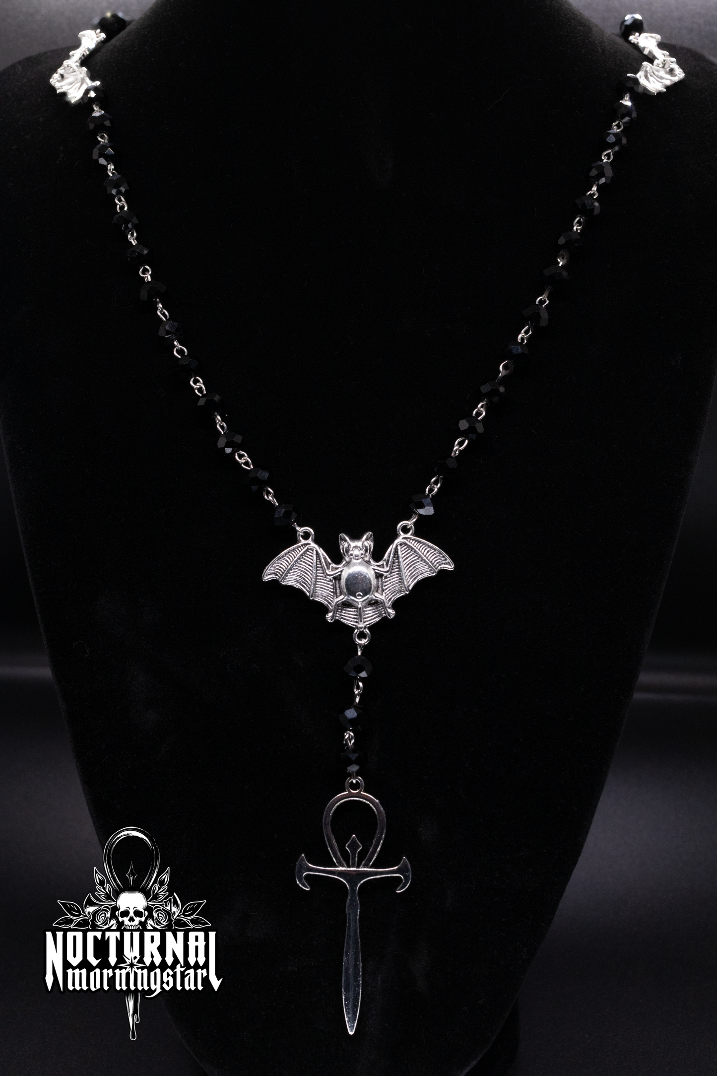 Bat Rosary With Vampyre Ankh