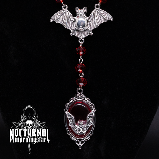 Bat Rosary With Bat Cameo Pendant