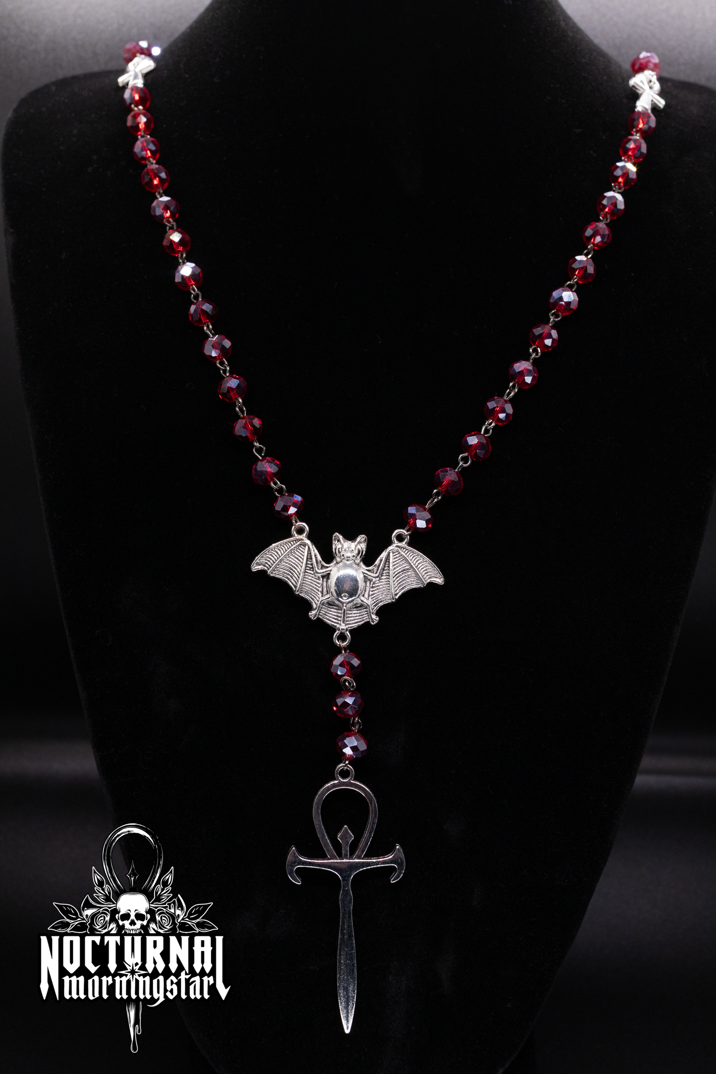 Bat Rosary With Vampyre Ankh