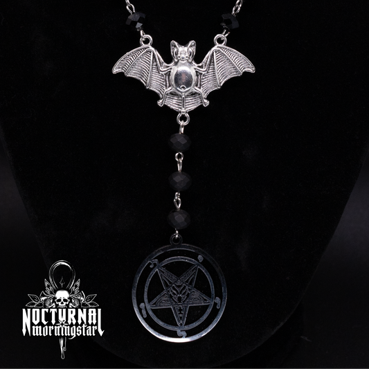 Silver Bat & Baphomet Rosary