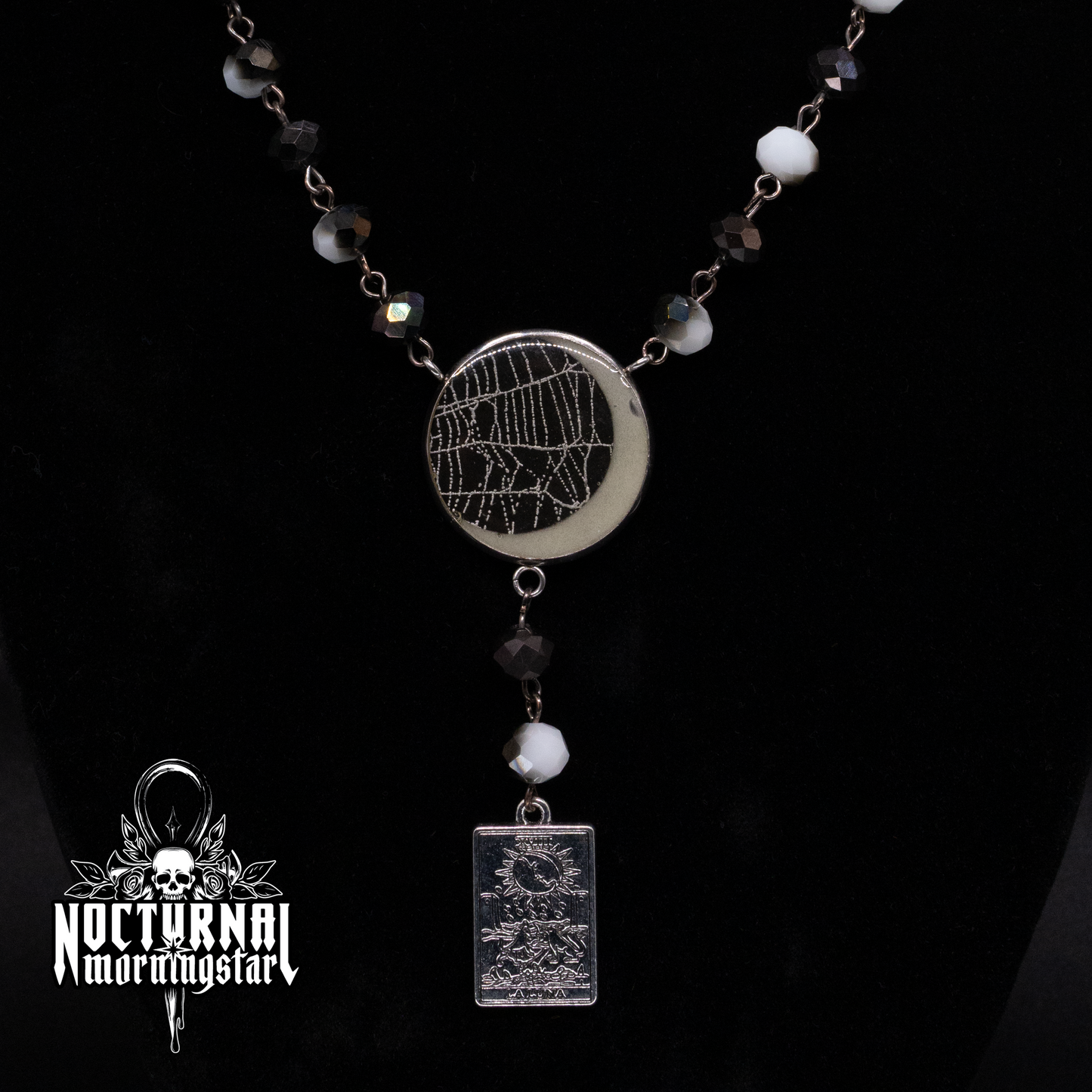 Real Spider Web "La Luna" Tarot Rosary