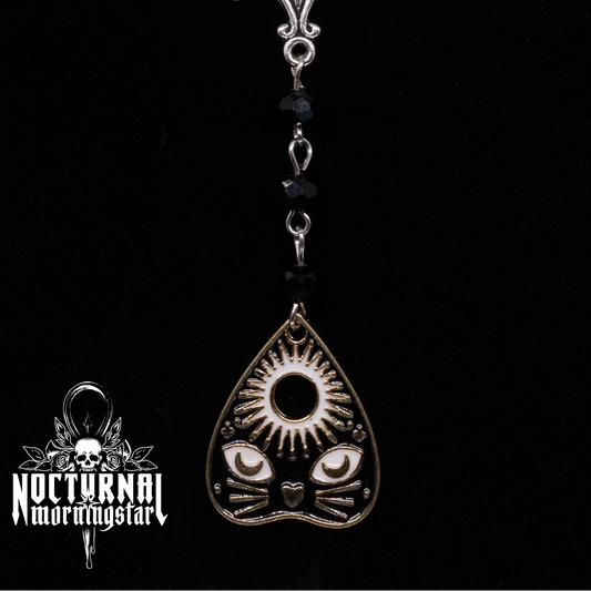 Gold-Plated Black Cat Planchette Rosary