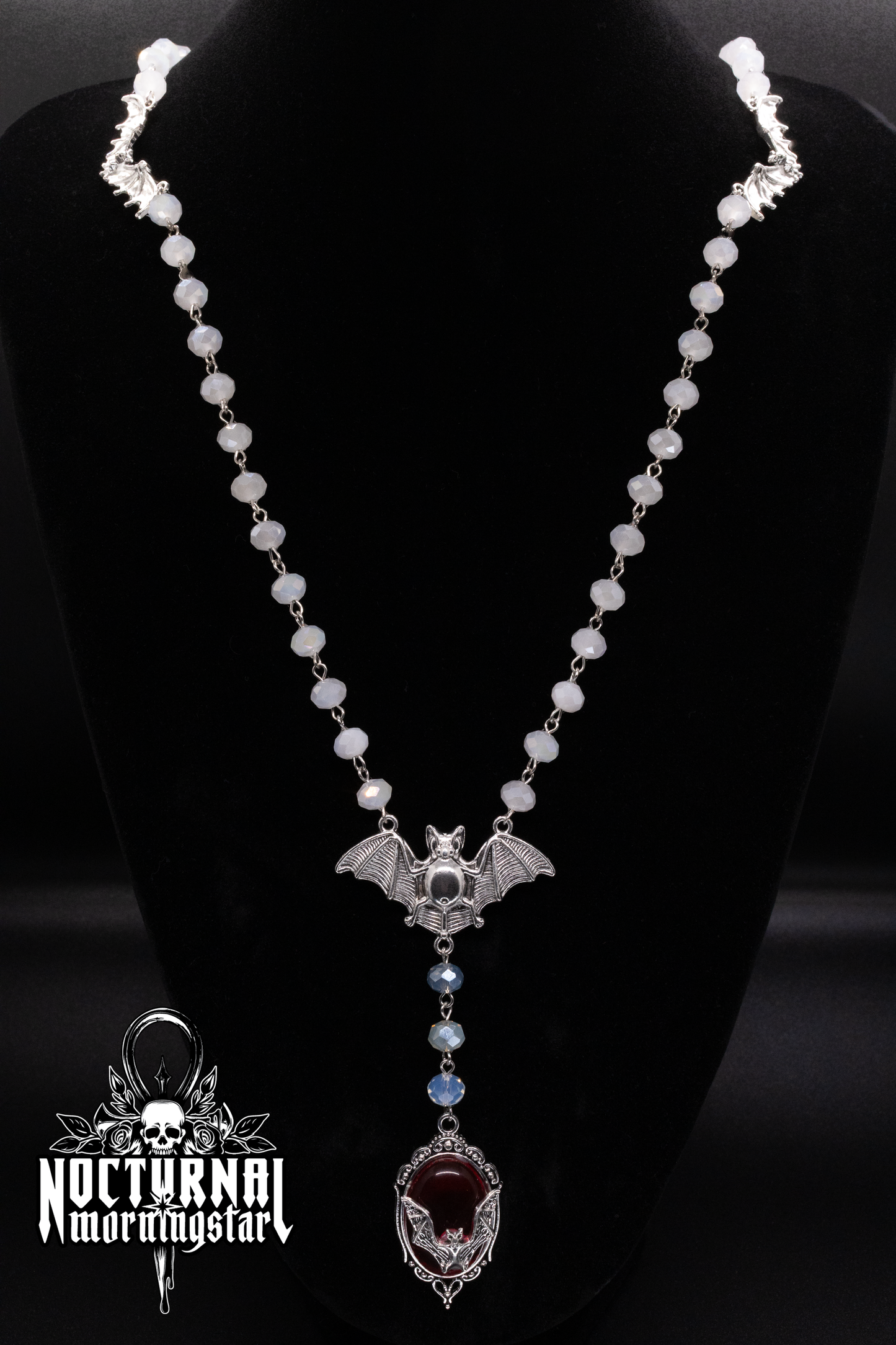 Bat Rosary With Bat Cameo Pendant