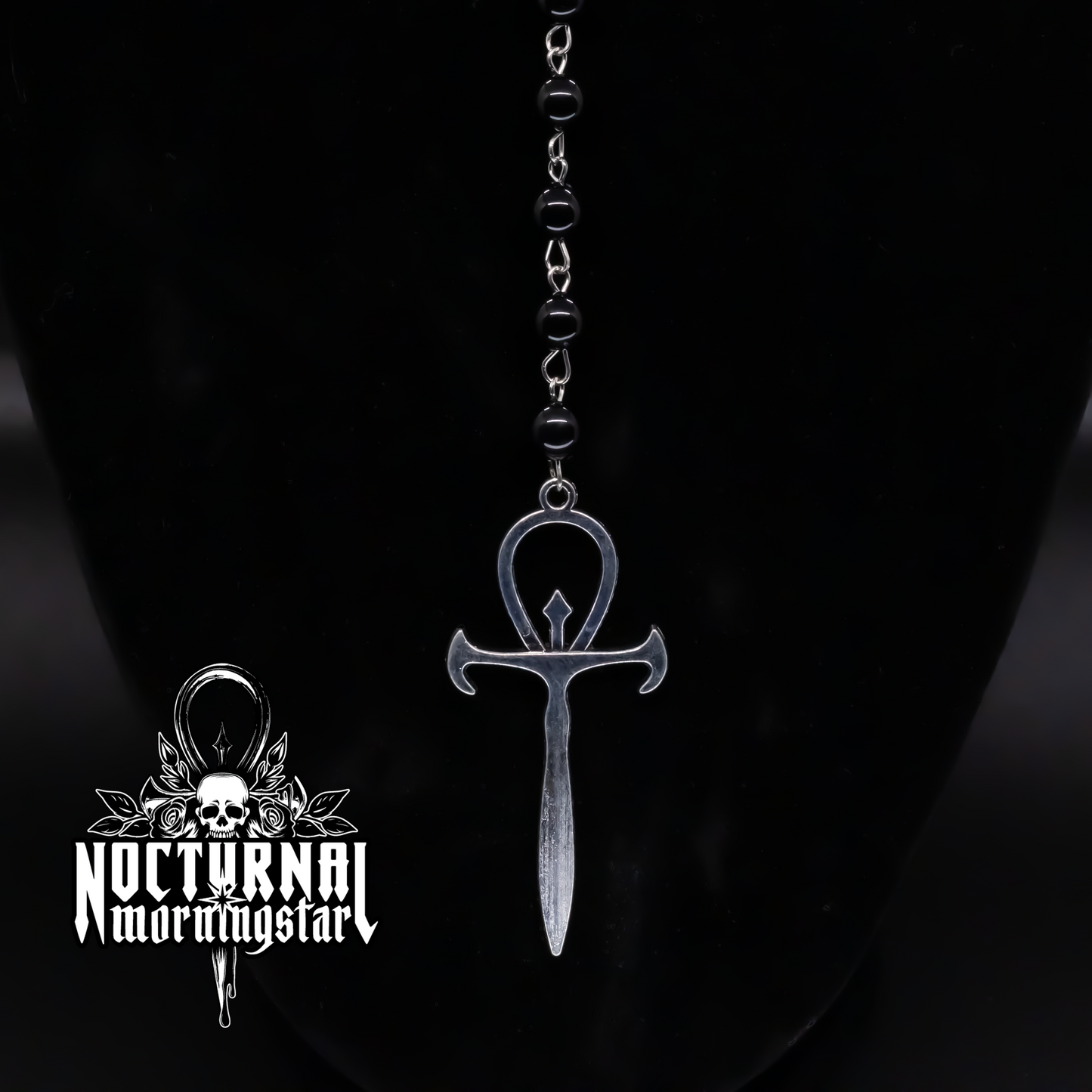 Acrylic Bat Rosary With Vampyre Ankh