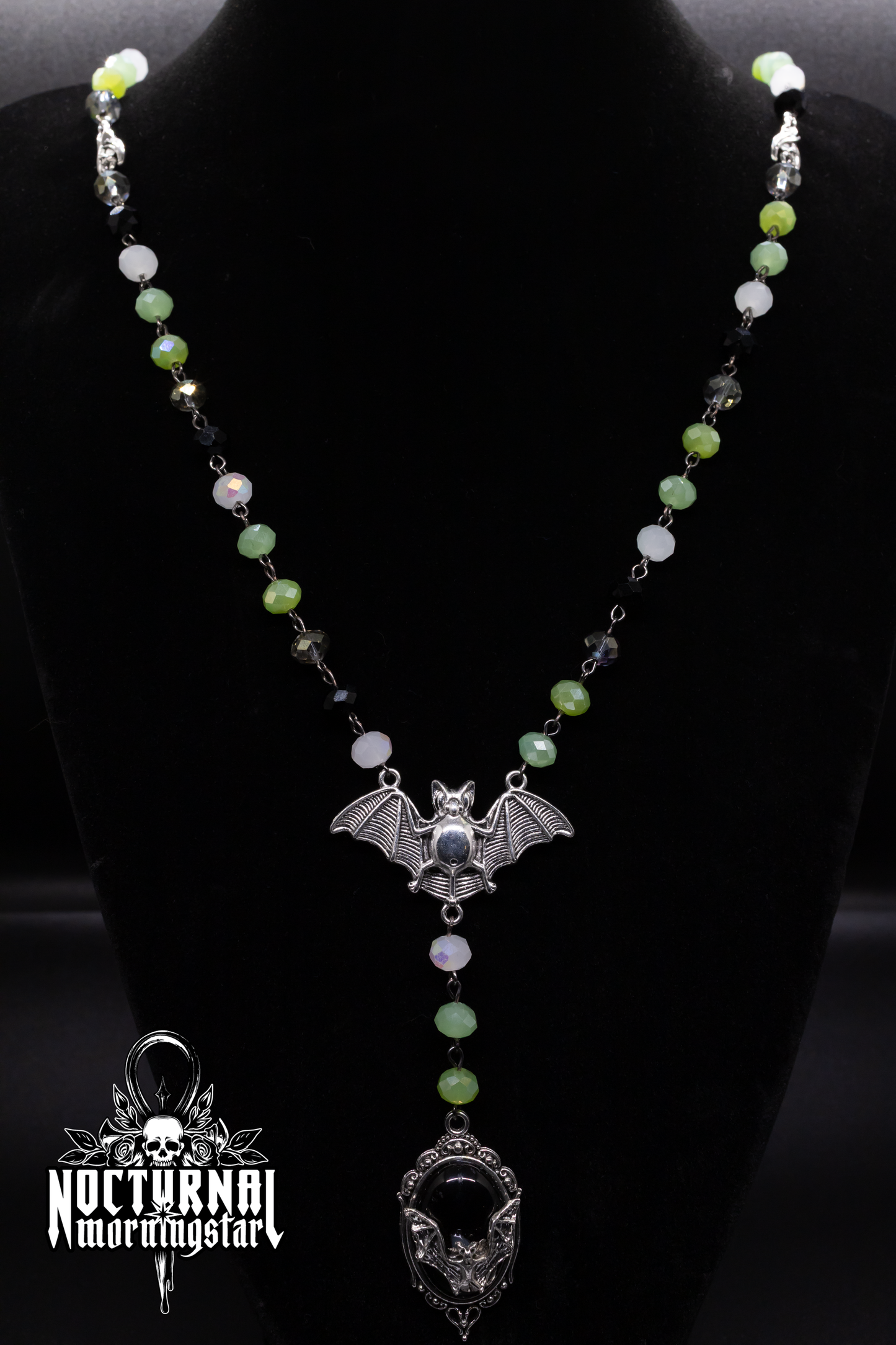 Bat Rosary With Bat Cameo Pendant