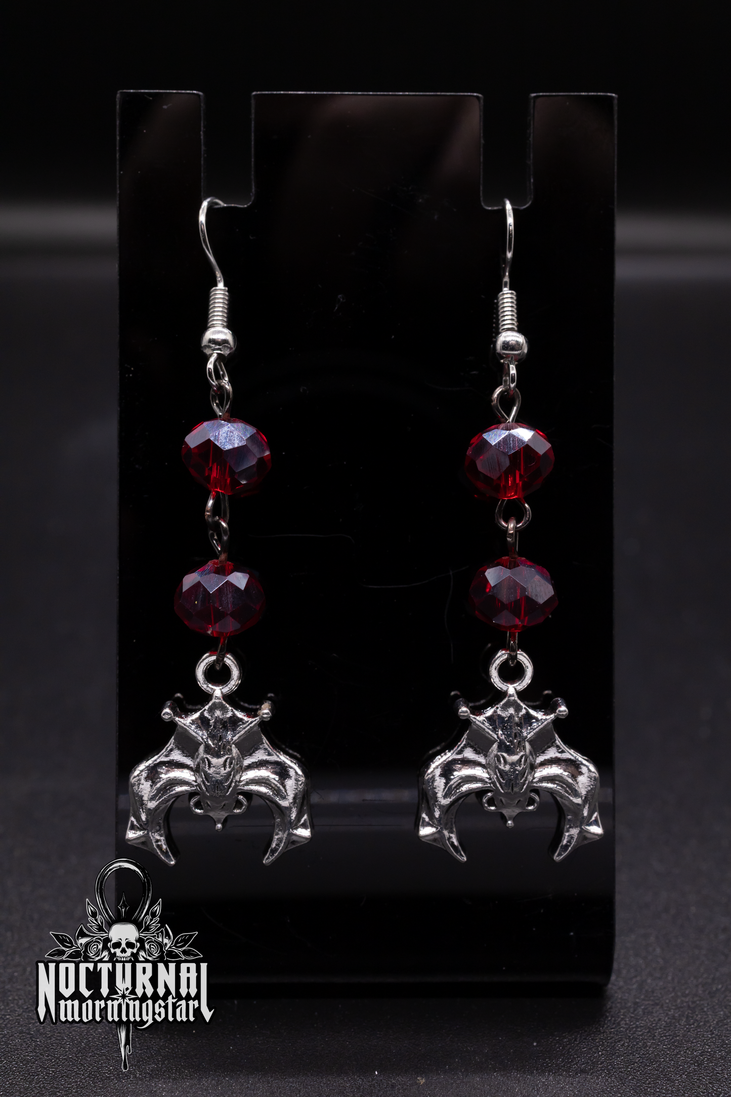 Bat Earrings with Glass Beads