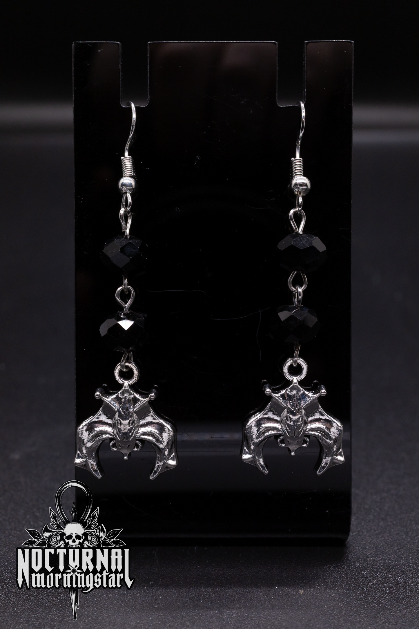 Bat Earrings with Glass Beads