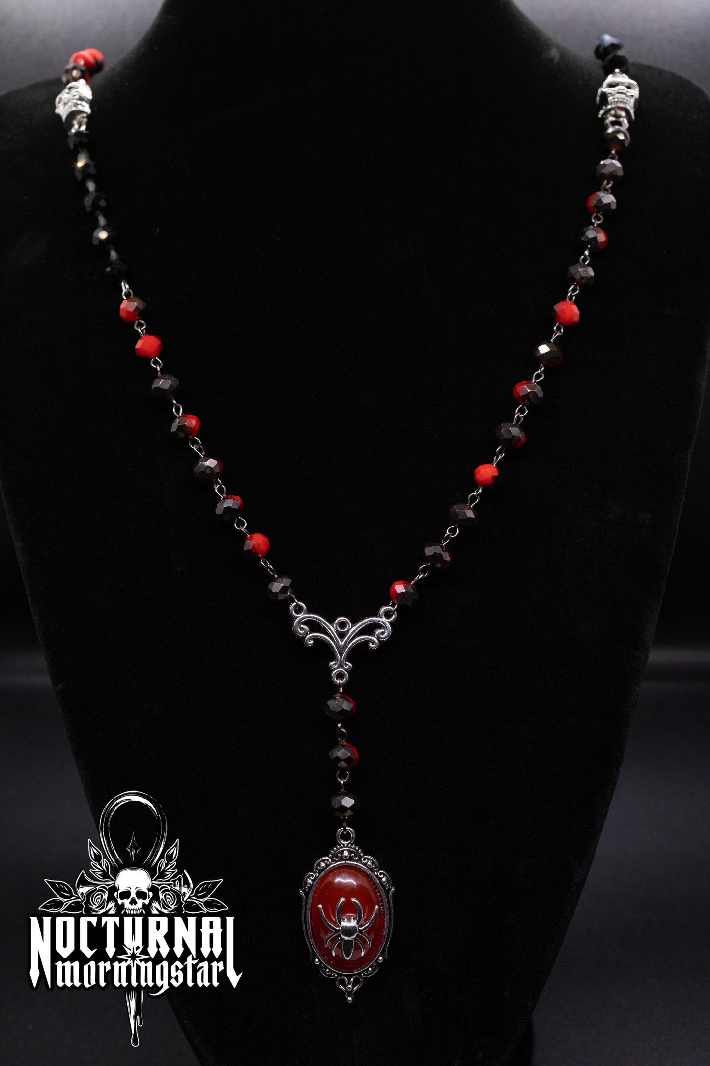 Spider Rosary With Spider Cameo Pendant