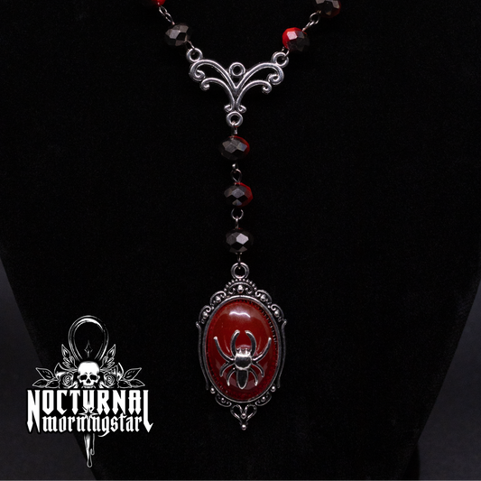 Spider Rosary With Spider Cameo Pendant