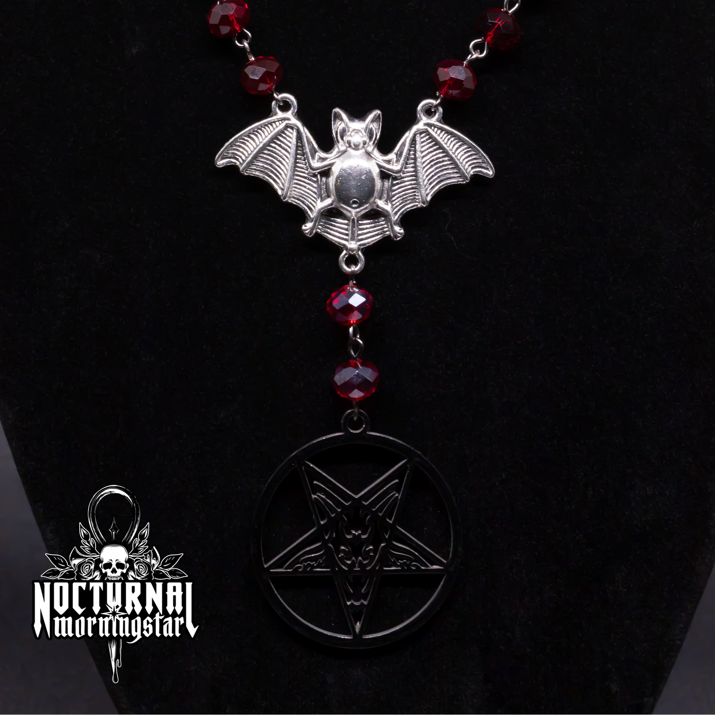 Silver Bat & Baphomet Rosary