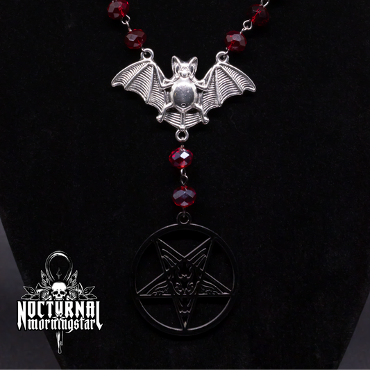 Silver Bat & Baphomet Rosary