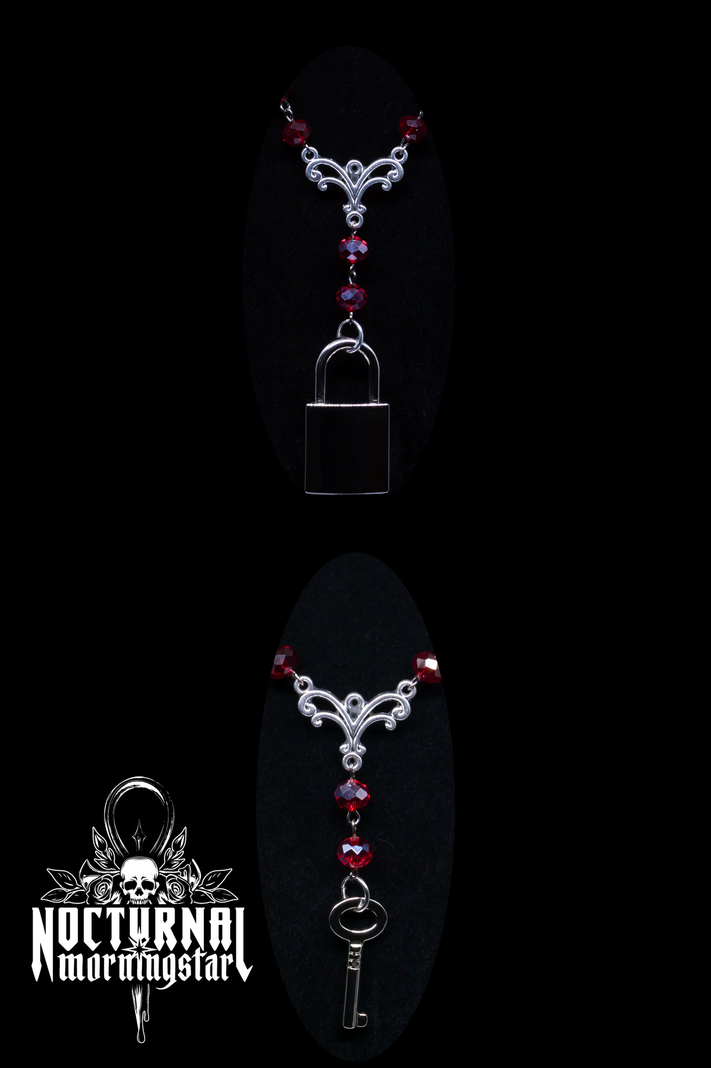 Lock & Key Rosary Set - Red