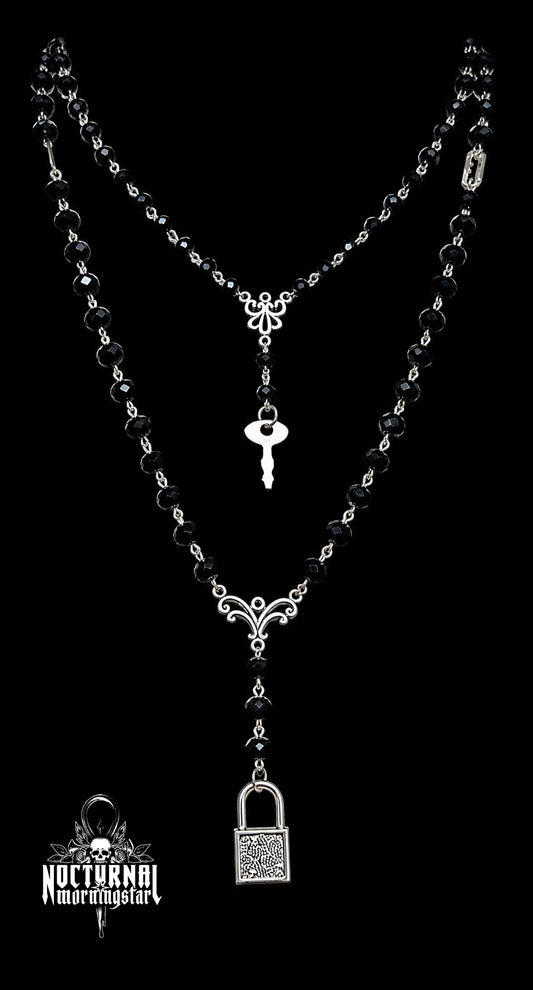 Lock & Key Rosary Set - Black